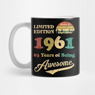 Made In September 1961 63 Years Of Being Awesome Vintage 63rd Birthday Mug